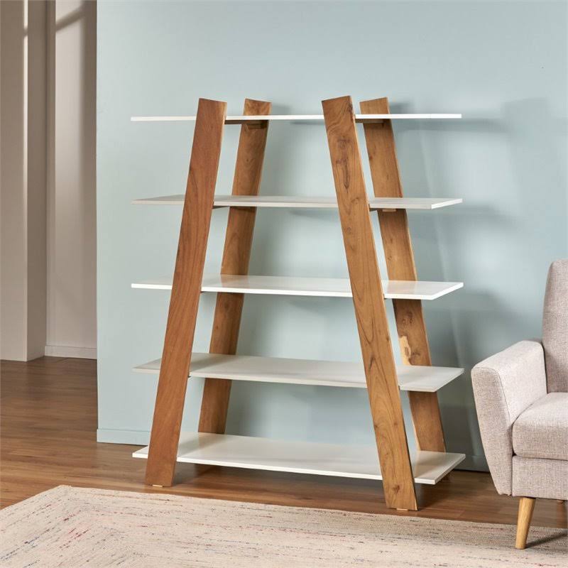 Acacia Wood Bookcase in Natural Gray V39708