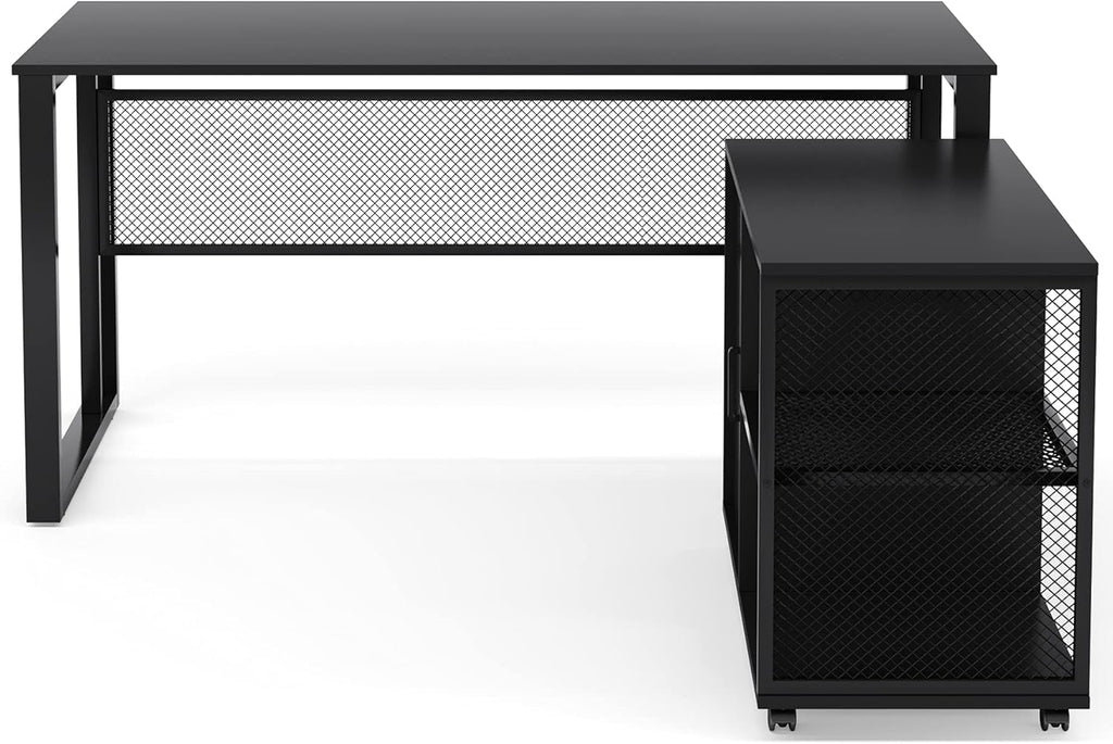 L-Shaped Computer Desk with File Cabinet G36072