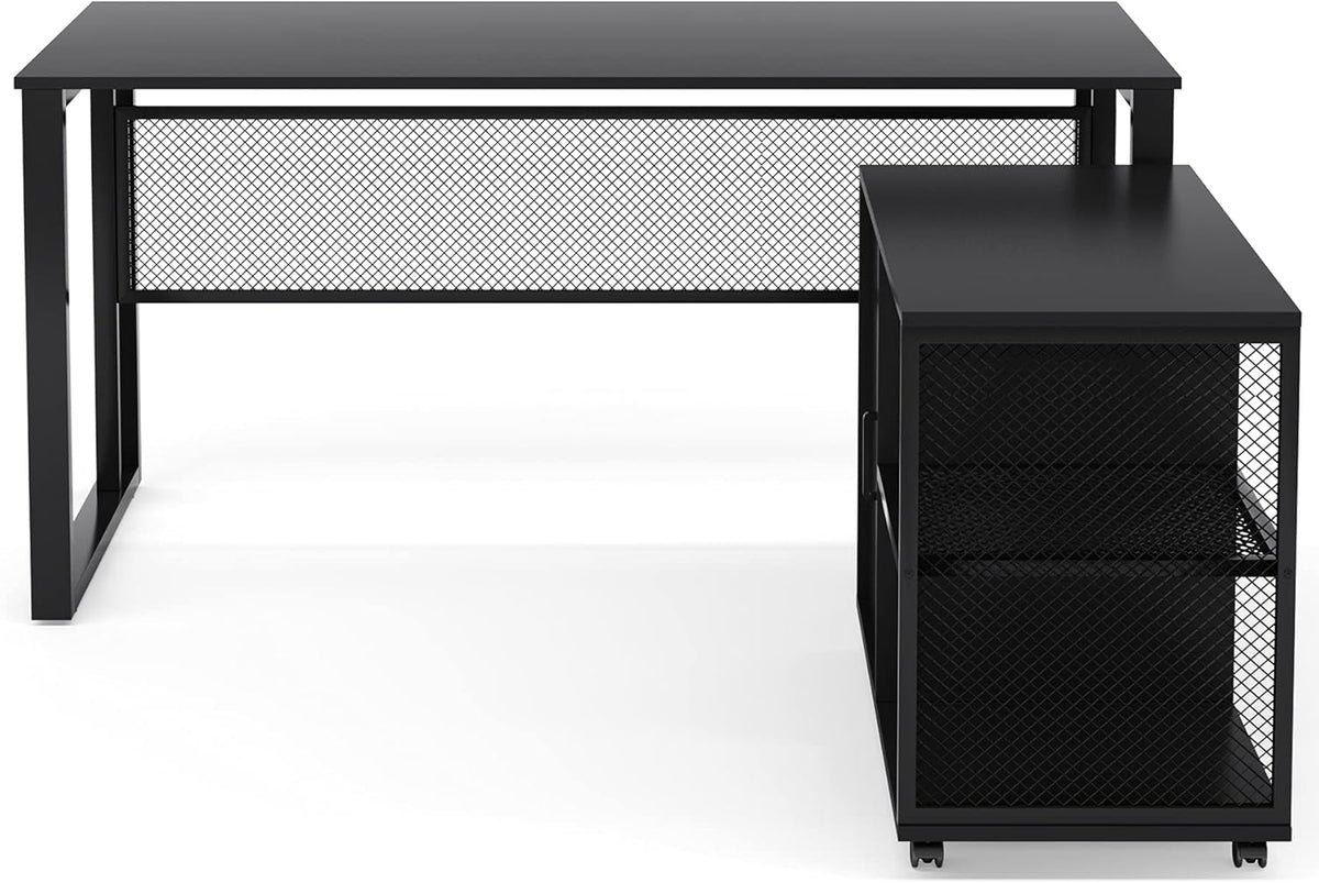 L-Shaped Computer Desk with File Cabinet G36072