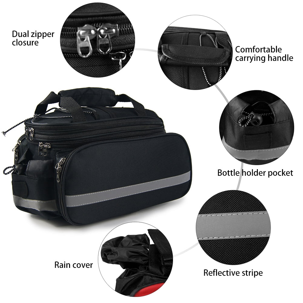 Rear Seat Bag Expandable MTB Bike Rack Bag with Rain Cover E528874