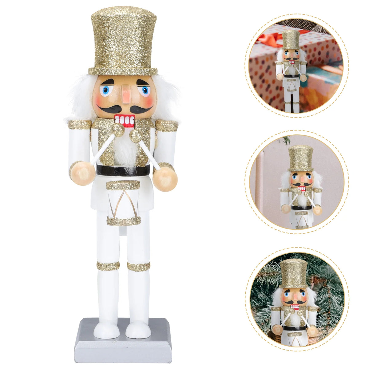 White Wooden Nutcracker Soldier Doll Christmas Decor J773255