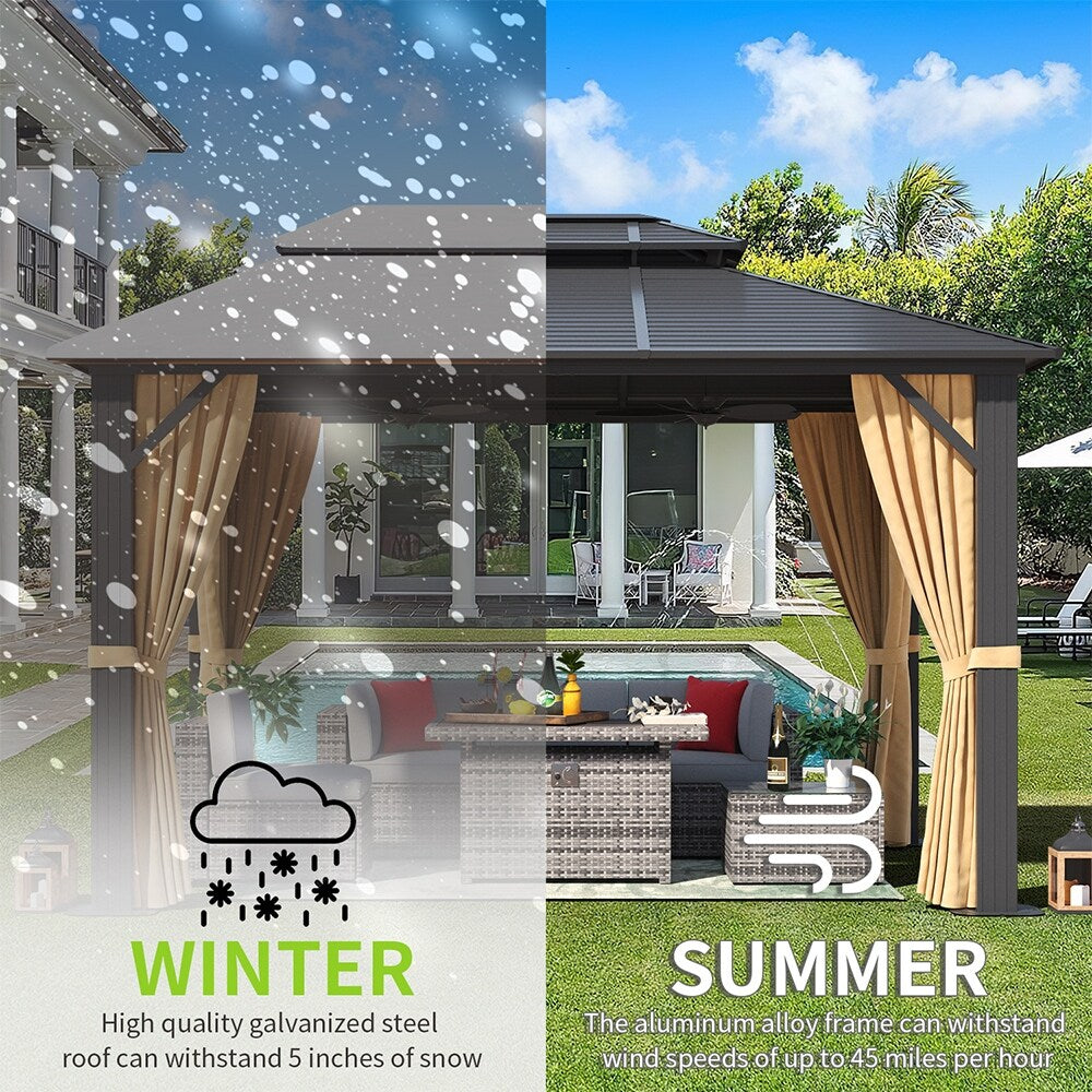 10X12 FT Aluminum Frame Hardtop Gazebo Q520741
