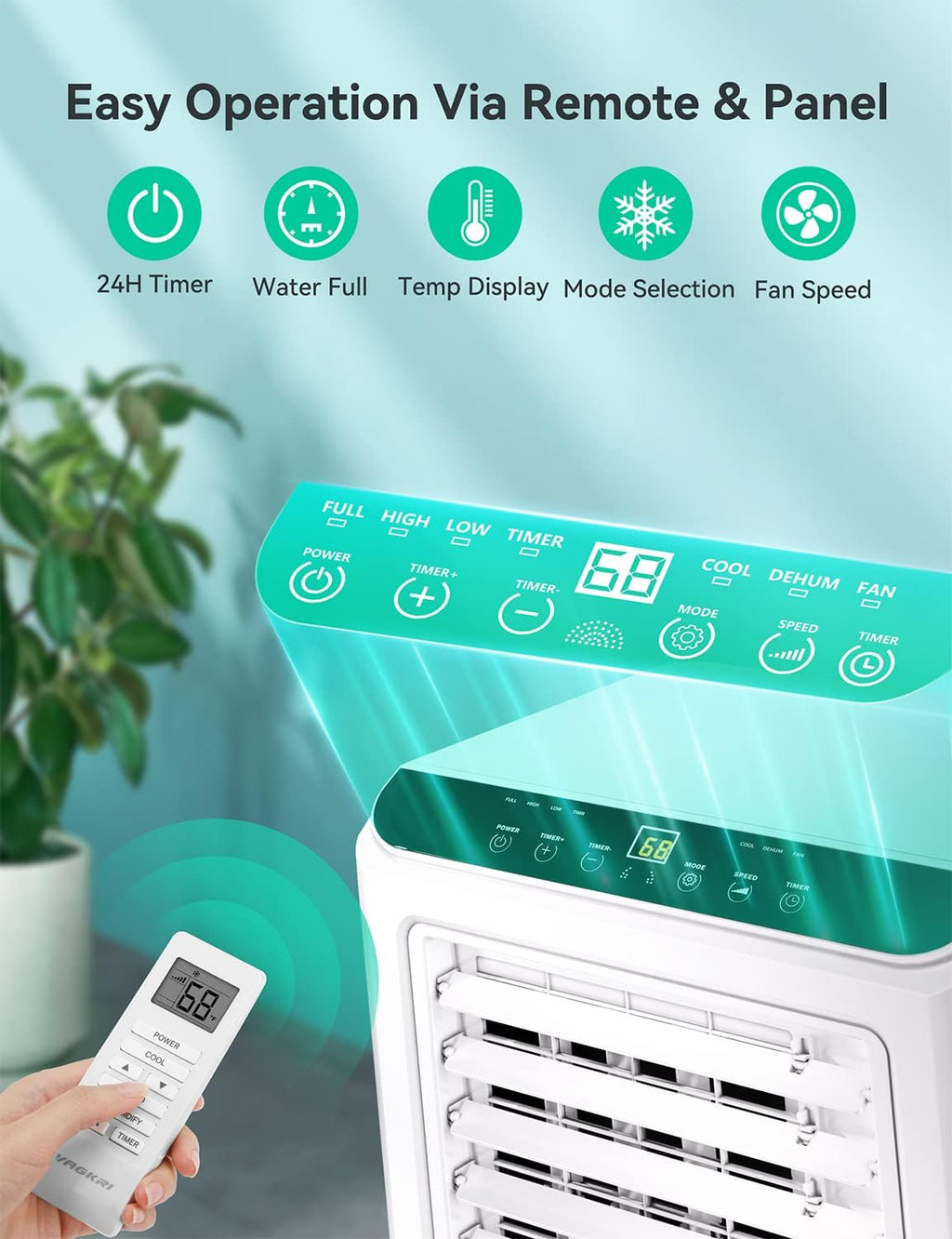 Portable Air Conditioner 8000 BTU 3-in-1 with Fan & Dehumidifier Z90411