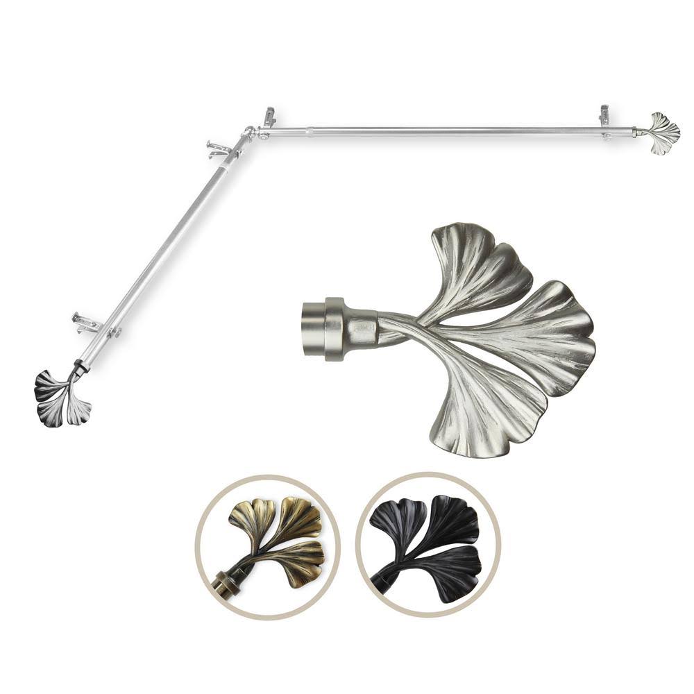 Single Corner Drapery Rod with Finials in Satin Nickel F5138