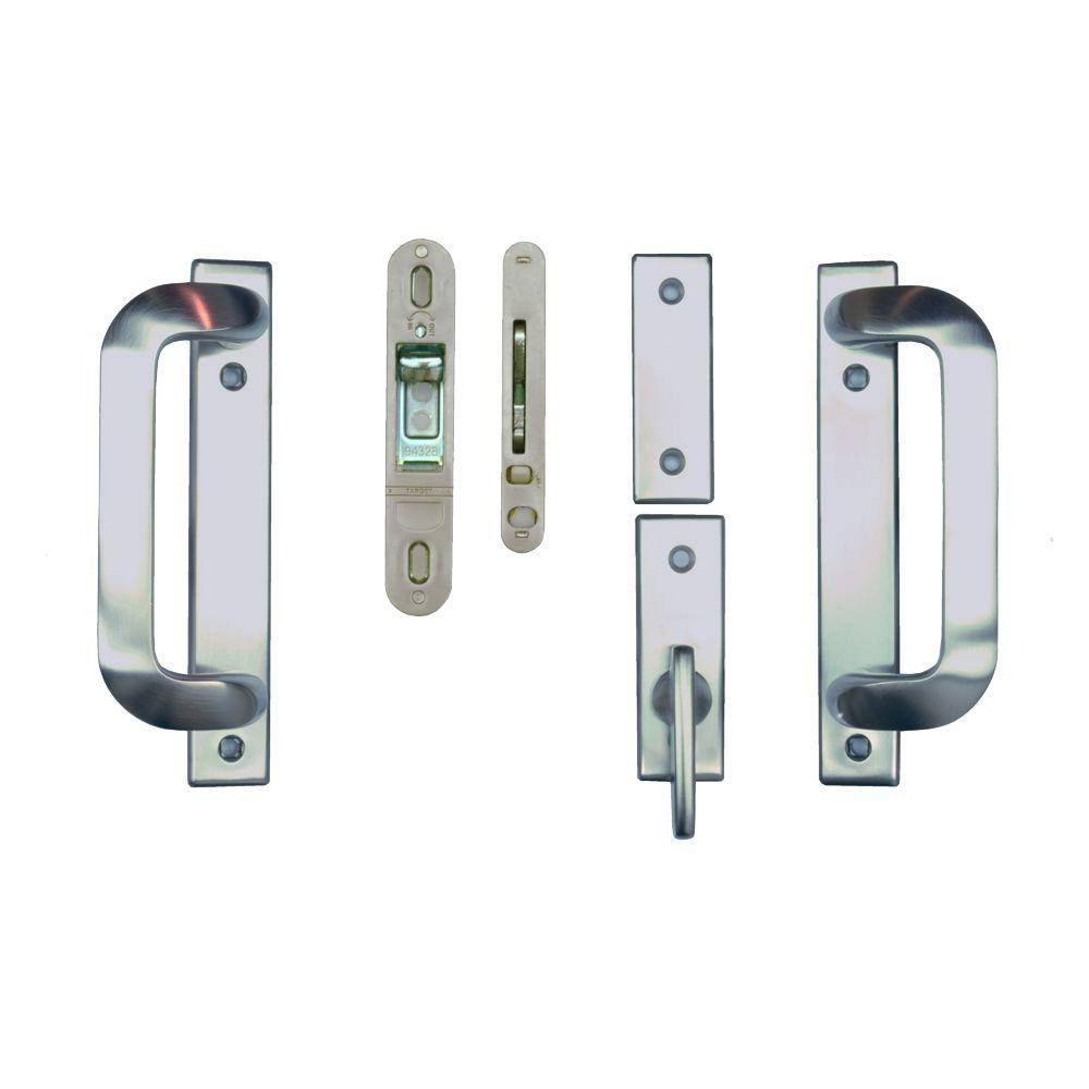 2-Panel Gliding Patio Door Hardware Set in Satin Nickel G59898