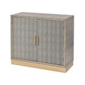 Gray Faux Shagreen and Metal Cabinet F953186