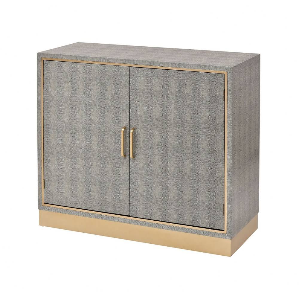Gray Faux Shagreen and Metal Cabinet F953186