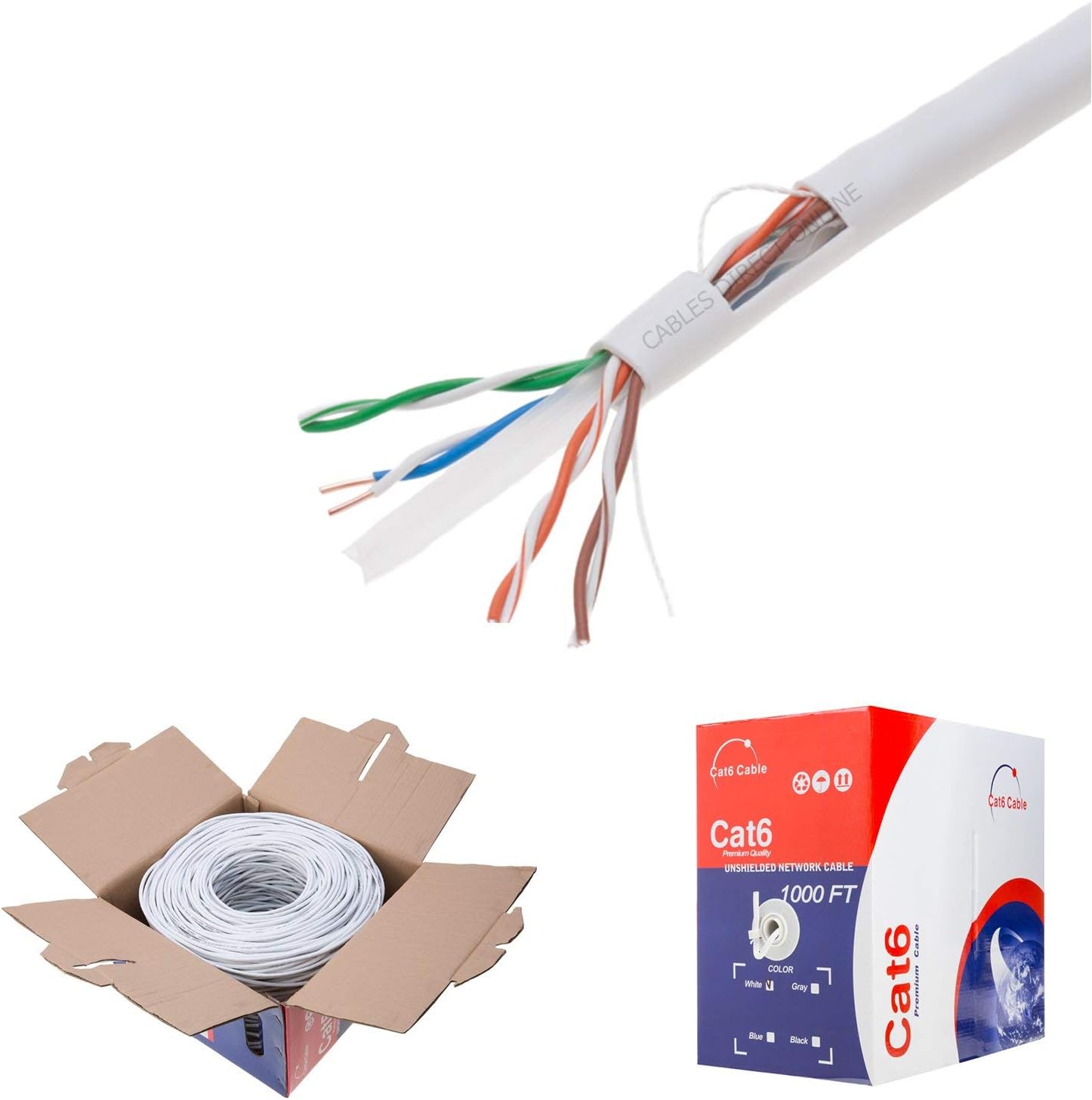 CAT6 1000ft UTP Blue Ethernet Solid Cable 23AWG M244