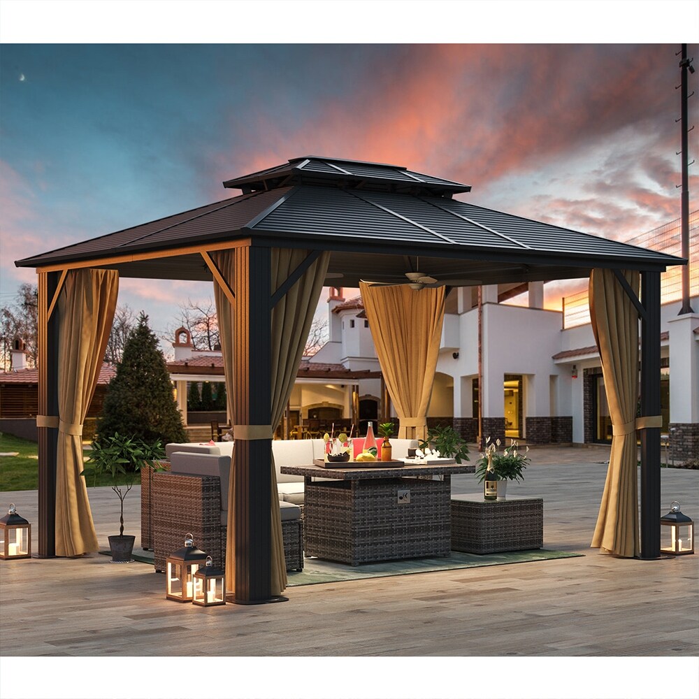 10X12 FT Aluminum Frame Hardtop Gazebo Q520741