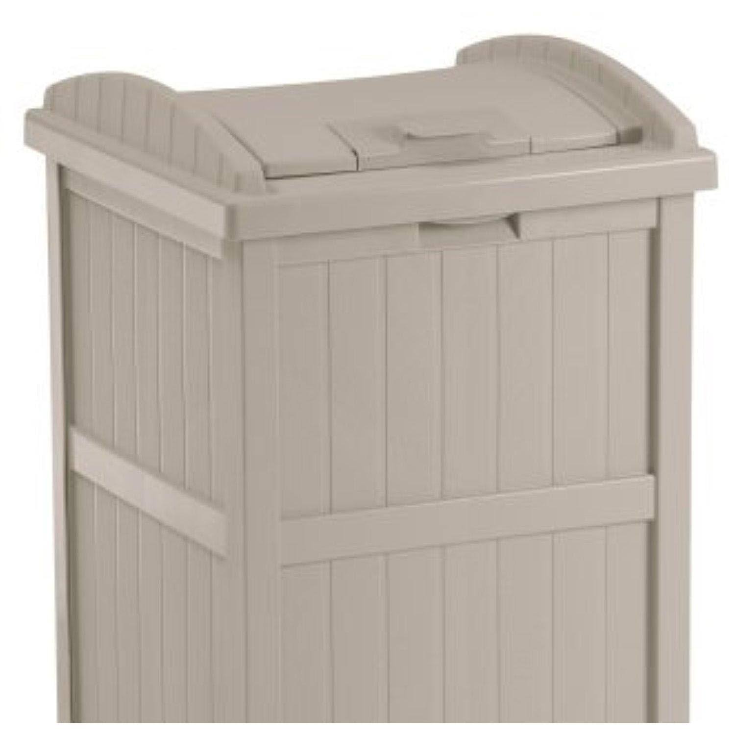 33 Gallon Beige and Brown 2 Pack Garbage Container P256