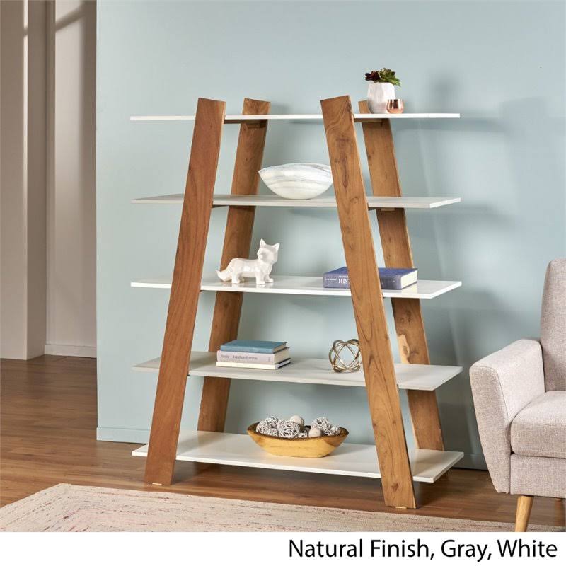 Acacia Wood Bookcase in Natural Gray V39708