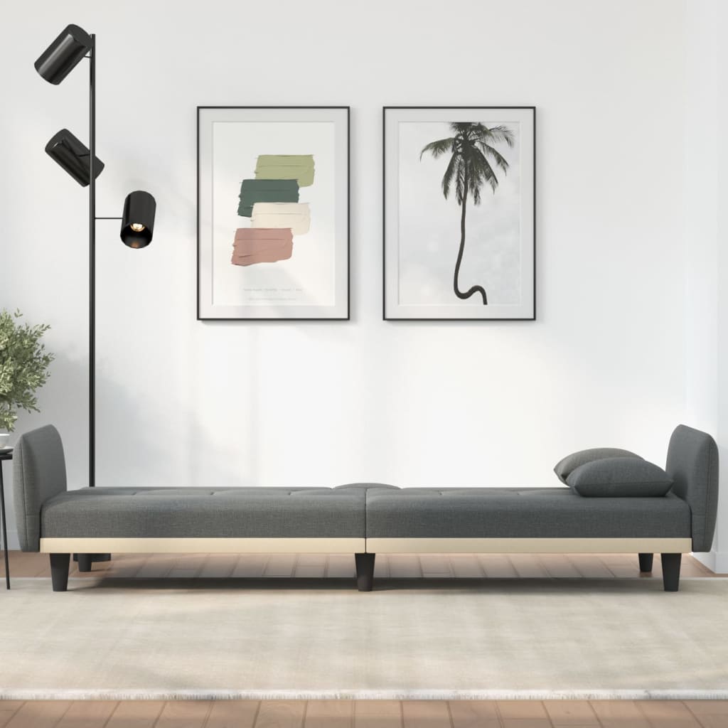 Dark Gray Fabric Sofa Bed with Cup Holders B5784