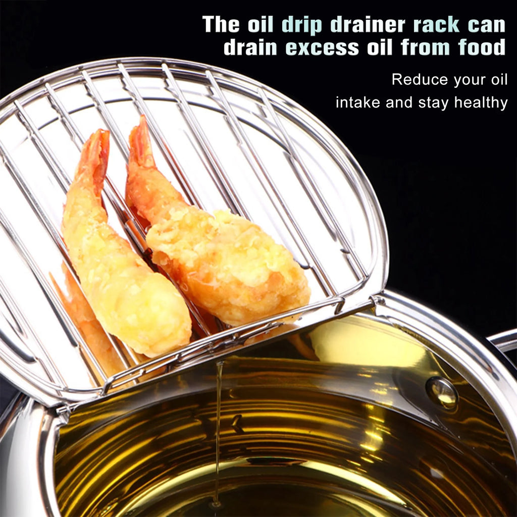 Stainless Steel Deep Fryer Pot with Oil Drip Drainer Rack P75475