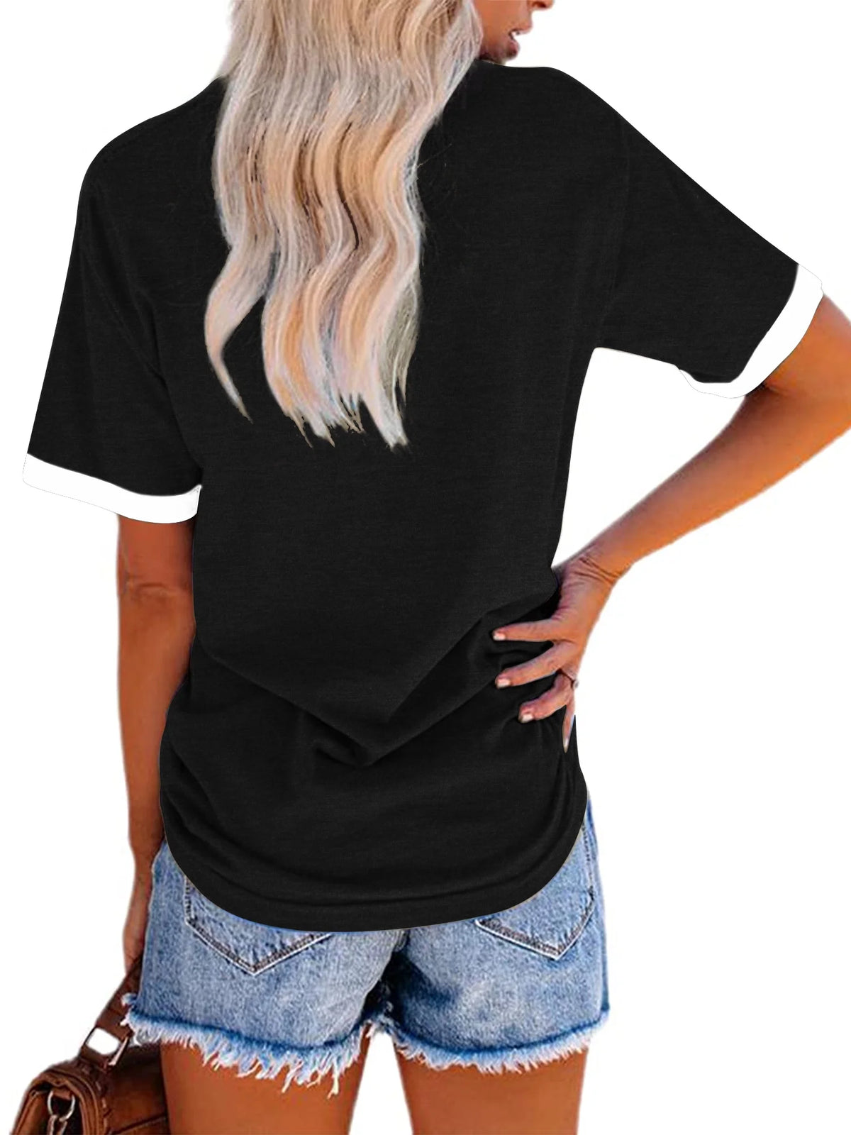 Butterfly Printed Short Sleeve Tee with Crew Neck S75434