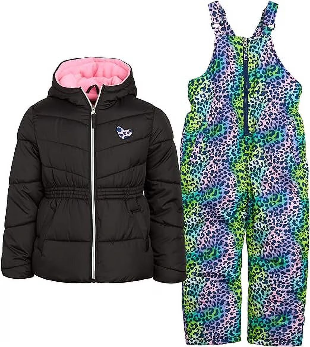Pink 2 Piece Insulated Snowsuit Ski Jacket and Snow Bib D92184