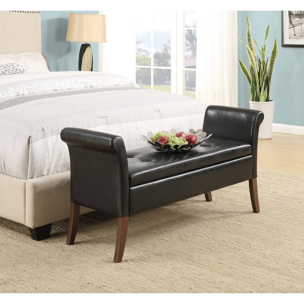 Espresso Faux Leather Storage Bench W199