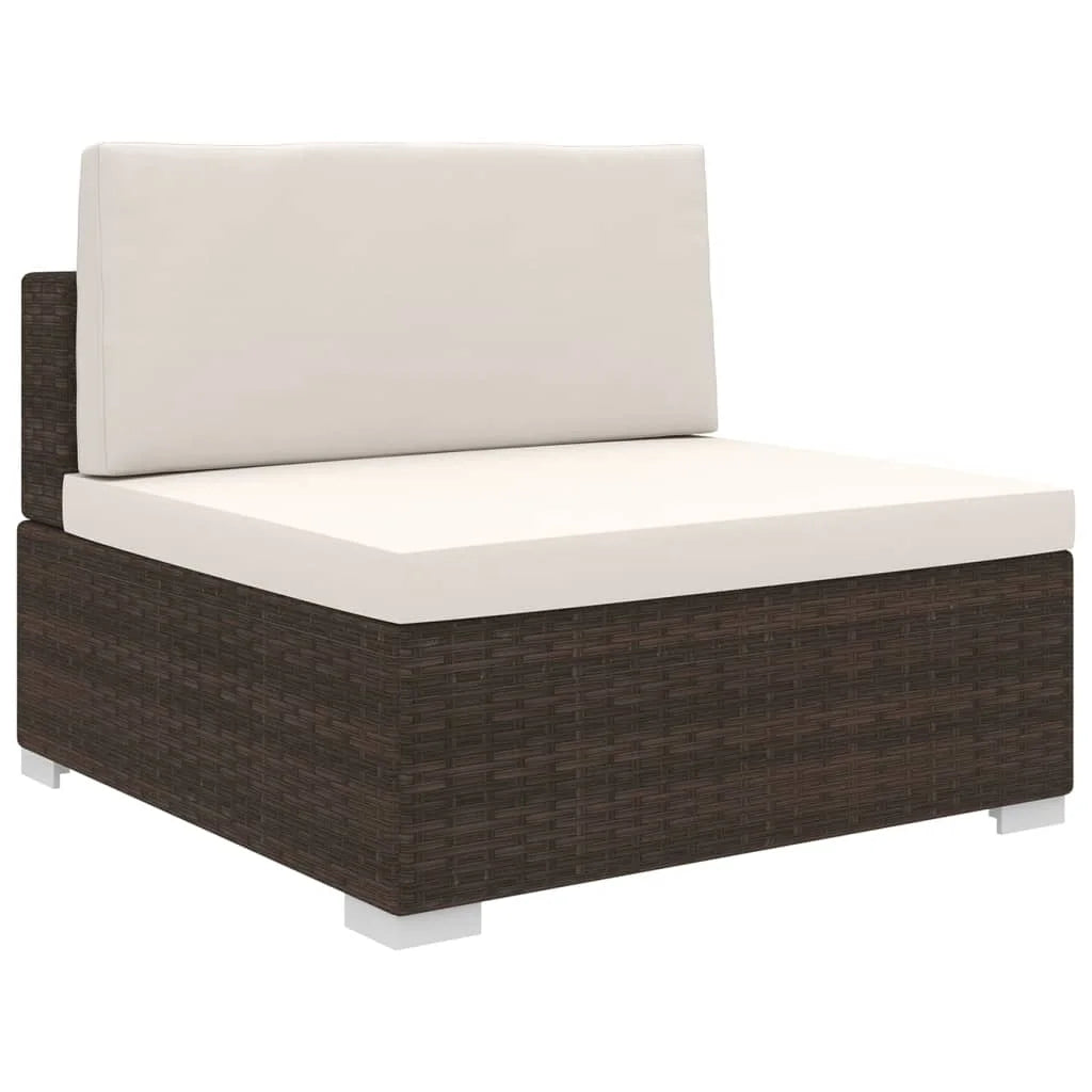 Brown Poly Rattan Sectional Middle Seat with Cushions L281146