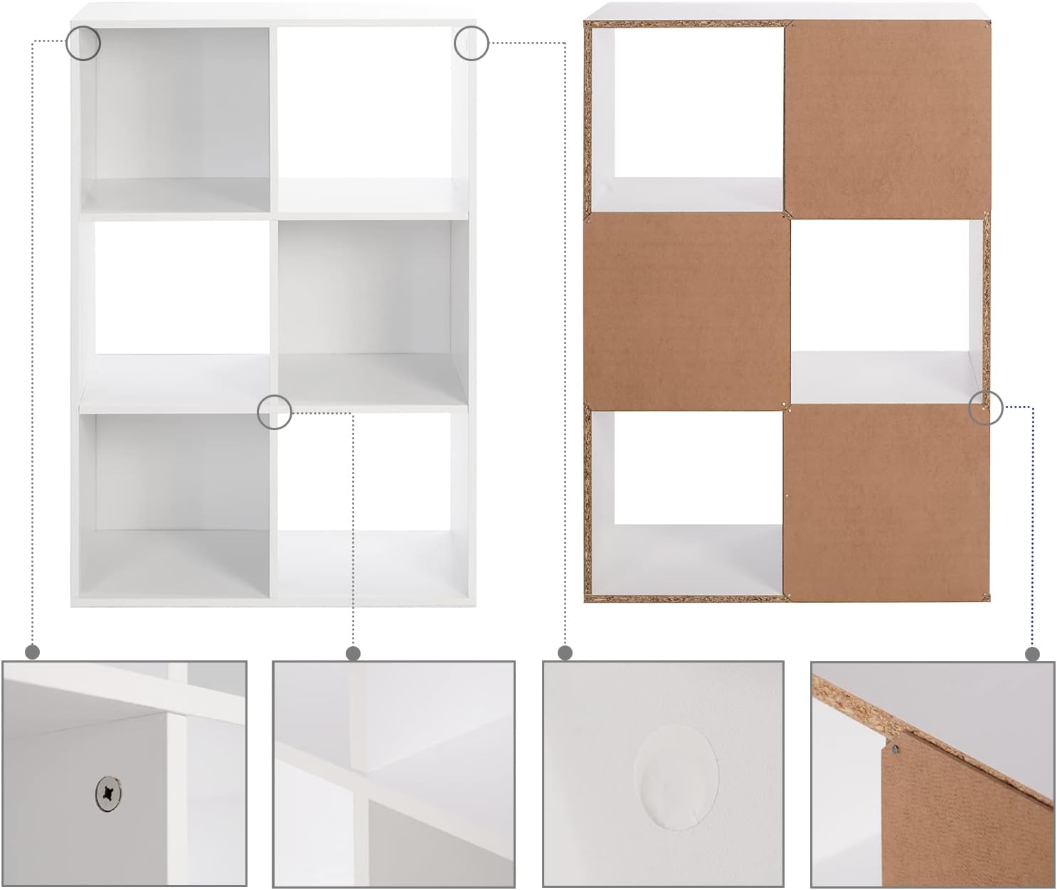 White 6-Cube Wooden Storage Organizer W9967