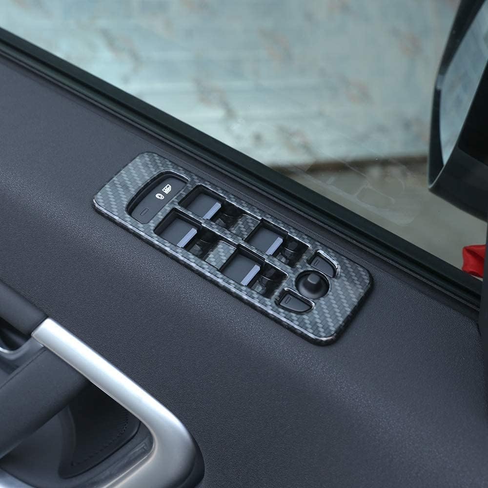 Carbon Black ABS Chrome Window Lift Button Frame Trim J35909