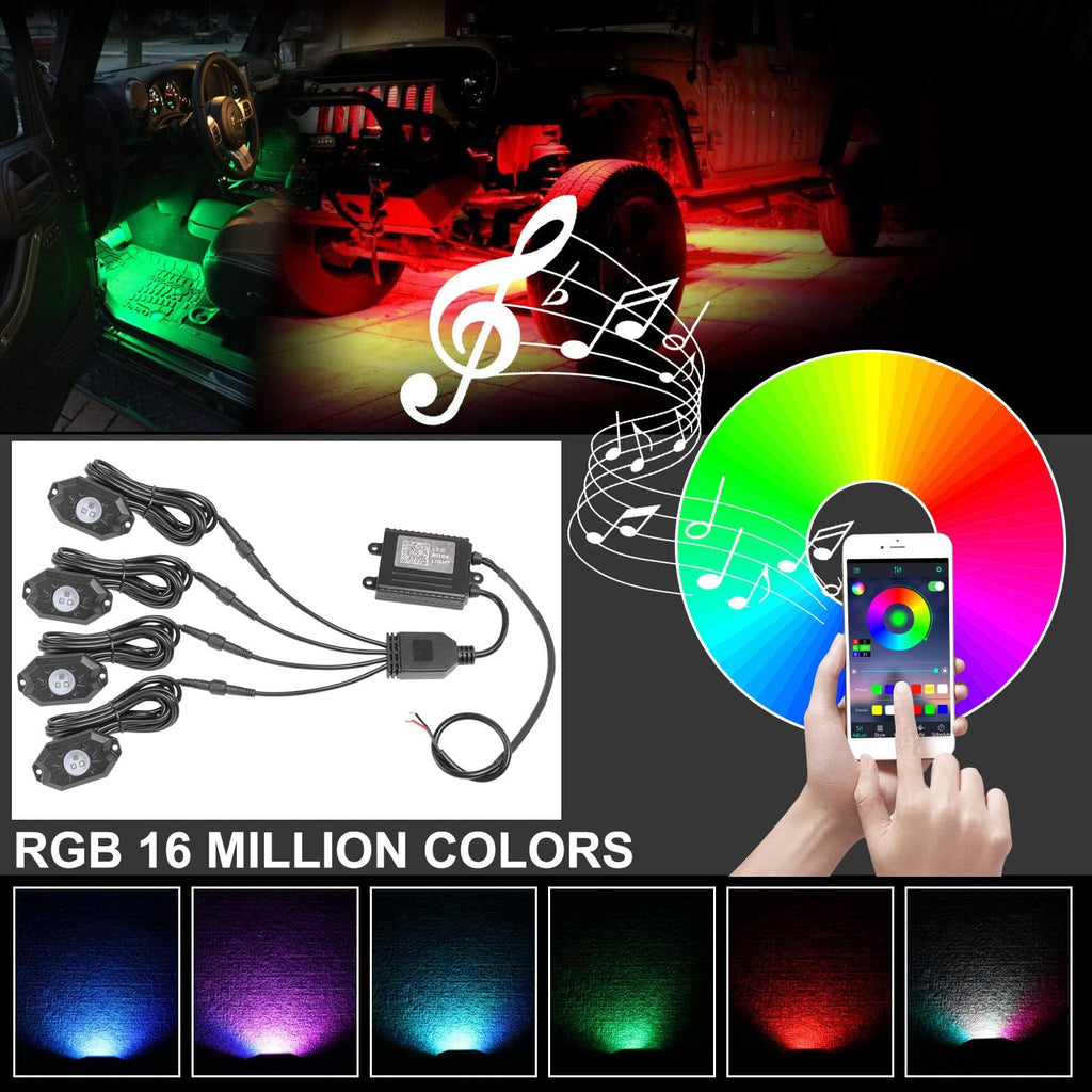 RGB LED Rock Light Kit with 4 Pods, Pack of 2 J17984