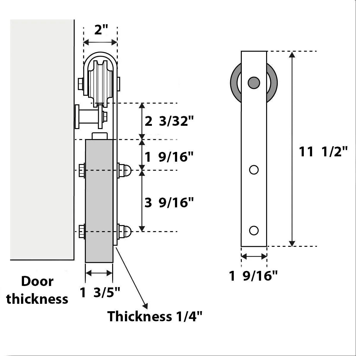 Solid Panel Interior Barn Door with Silver Rail Track Hardware Set M874