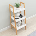 Bamboo 3-Tier Ladder Shelf Bookcase Storage Rack T64688