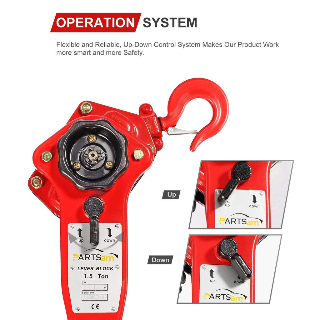 3300LBS Capacity Lever Hoist Come Along with 2 Heavy Duty Hooks, Pack of 2 B3936