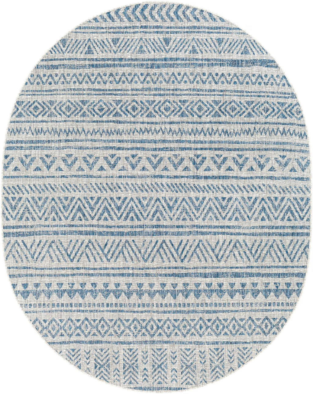 Dark Blue Oval Outdoor Area Rug R73258