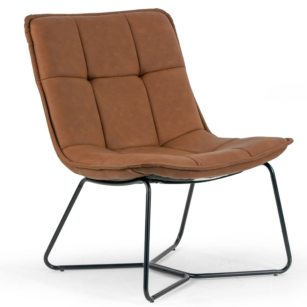 Cappuccino Armless Accent Chair with Black Metal Legs S52337