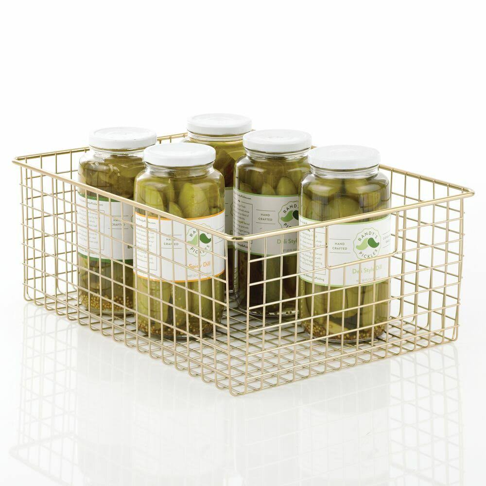 Metal Wire Food Organizer Storage Bin Baskets with Handles D968