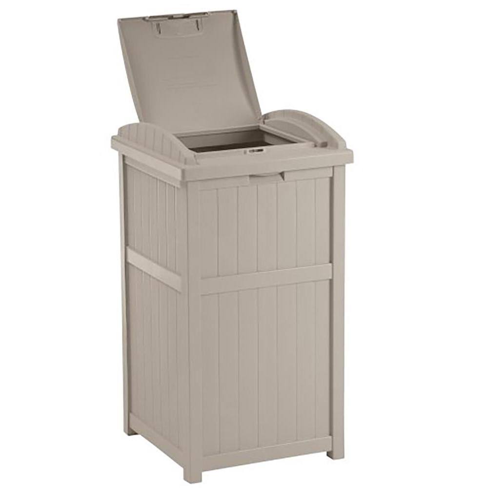 33 Gallon Beige and Brown 2 Pack Garbage Container P256