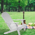 White Solid Wood Folding Adirondack Chair V619992