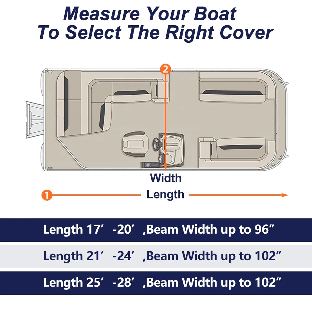 900D Waterproof Pontoon Boat Cover with Windproof Metal Buckle Straps C394