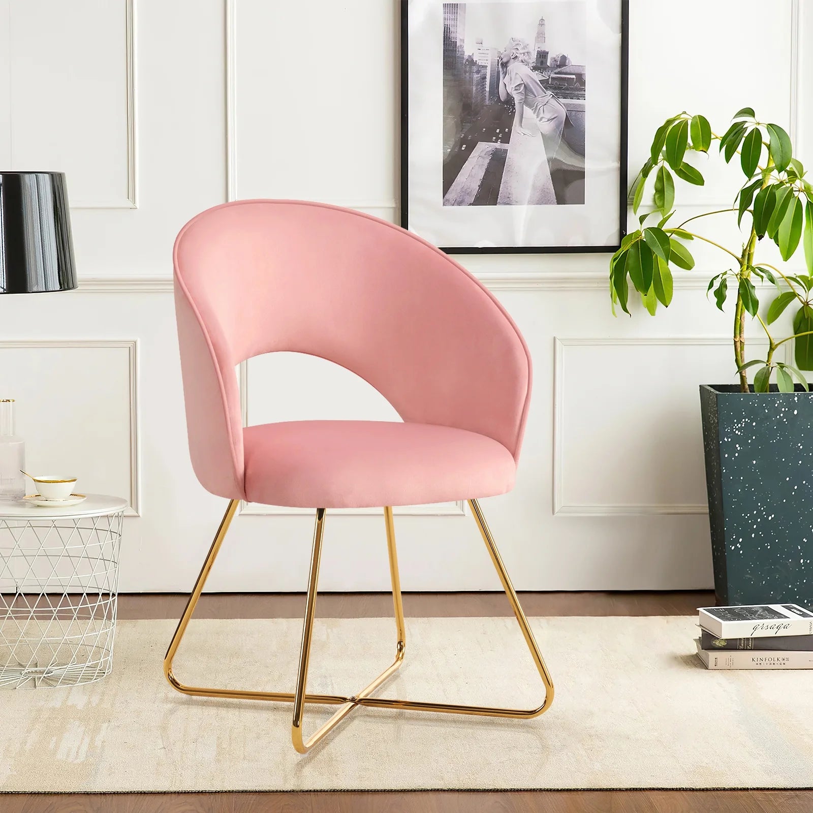 Pink Velvet Upholstered Accent Chair I999105