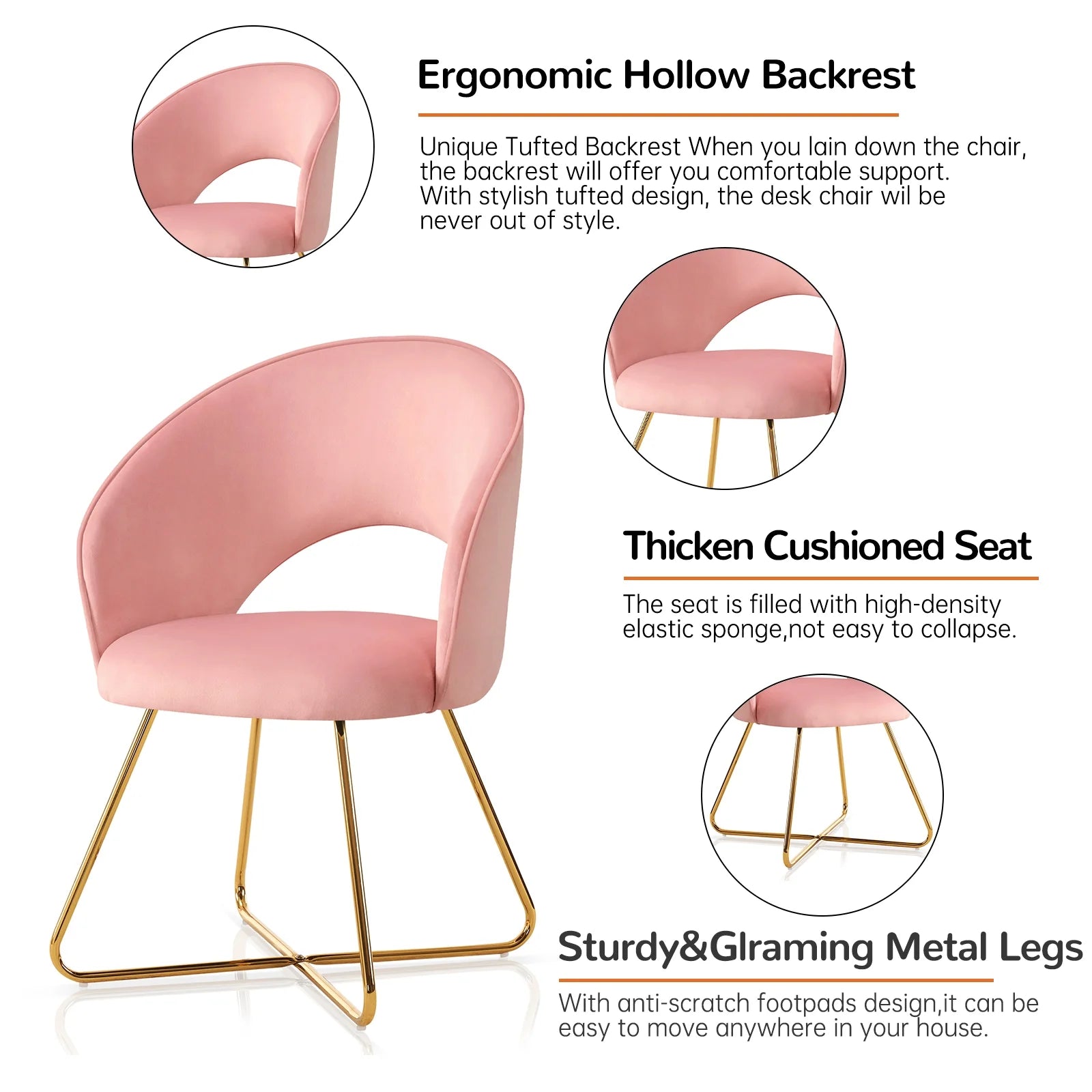Pink Velvet Upholstered Accent Chair I999105