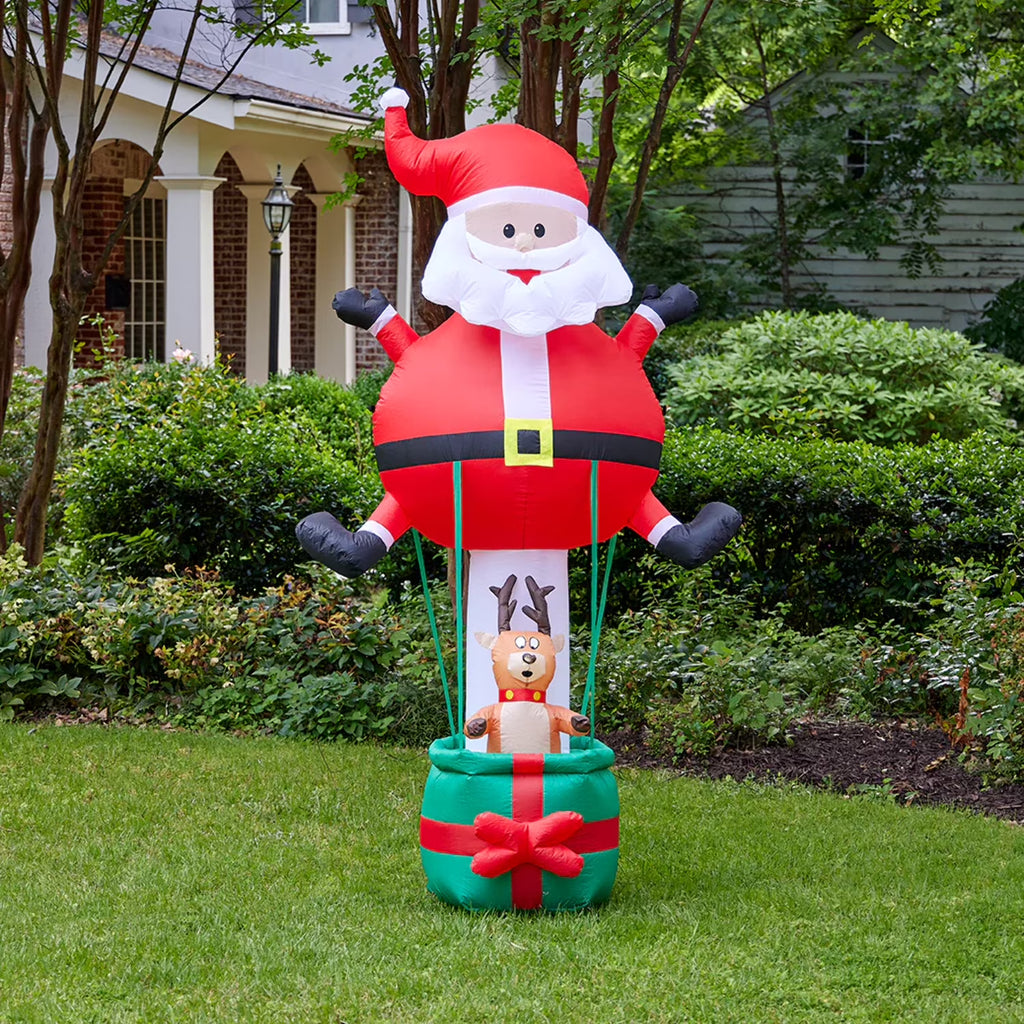 8ft Christmas Inflatable Hot Air Balloon Santa Y41572