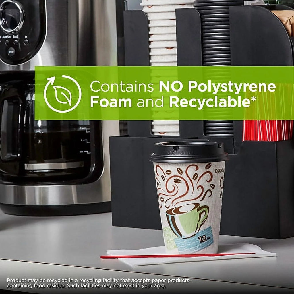 12oz Paper Hot Cups & Lids, 50/Pack J2791
