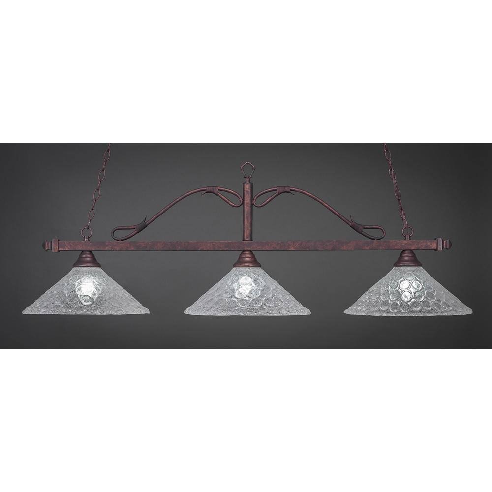 Three Light Billiard Bronze Finish with Italian Bubble Glass N83243