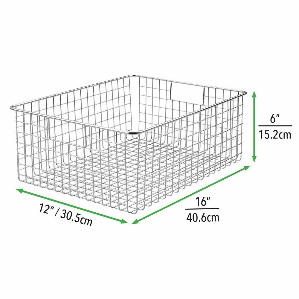 Metal Wire Food Organizer Storage Bin Baskets with Handles D968