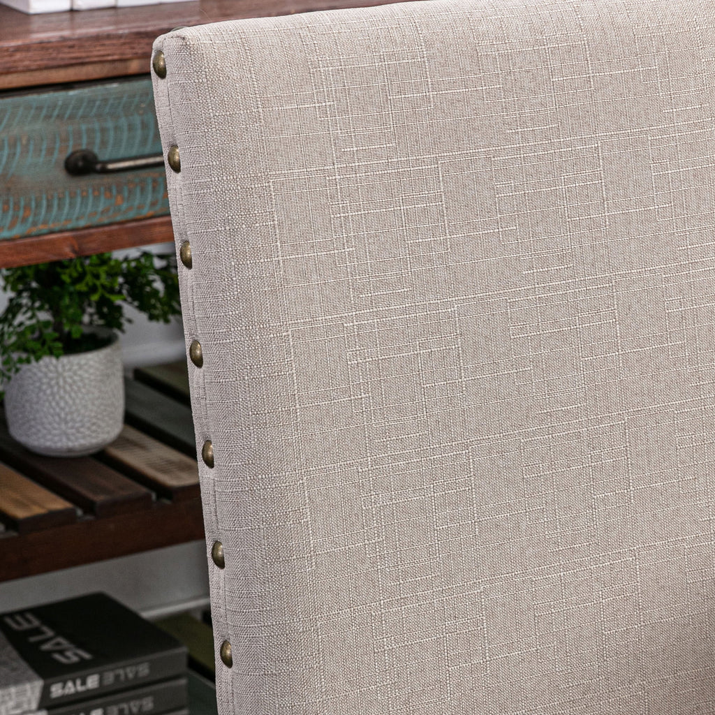 Beige Linen Solid Wood Parson Chair Set of 6 H5913
