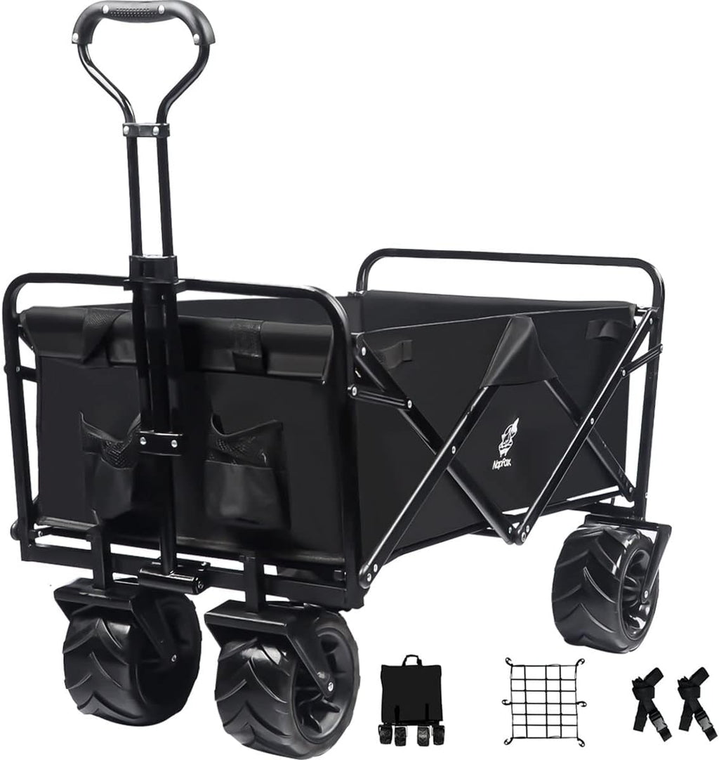 Black Heavy Duty Folding Utility Cart with Universal Wheels Adjustable Handle P20283