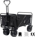Black Heavy Duty Folding Utility Cart with Universal Wheels Adjustable Handle P20283