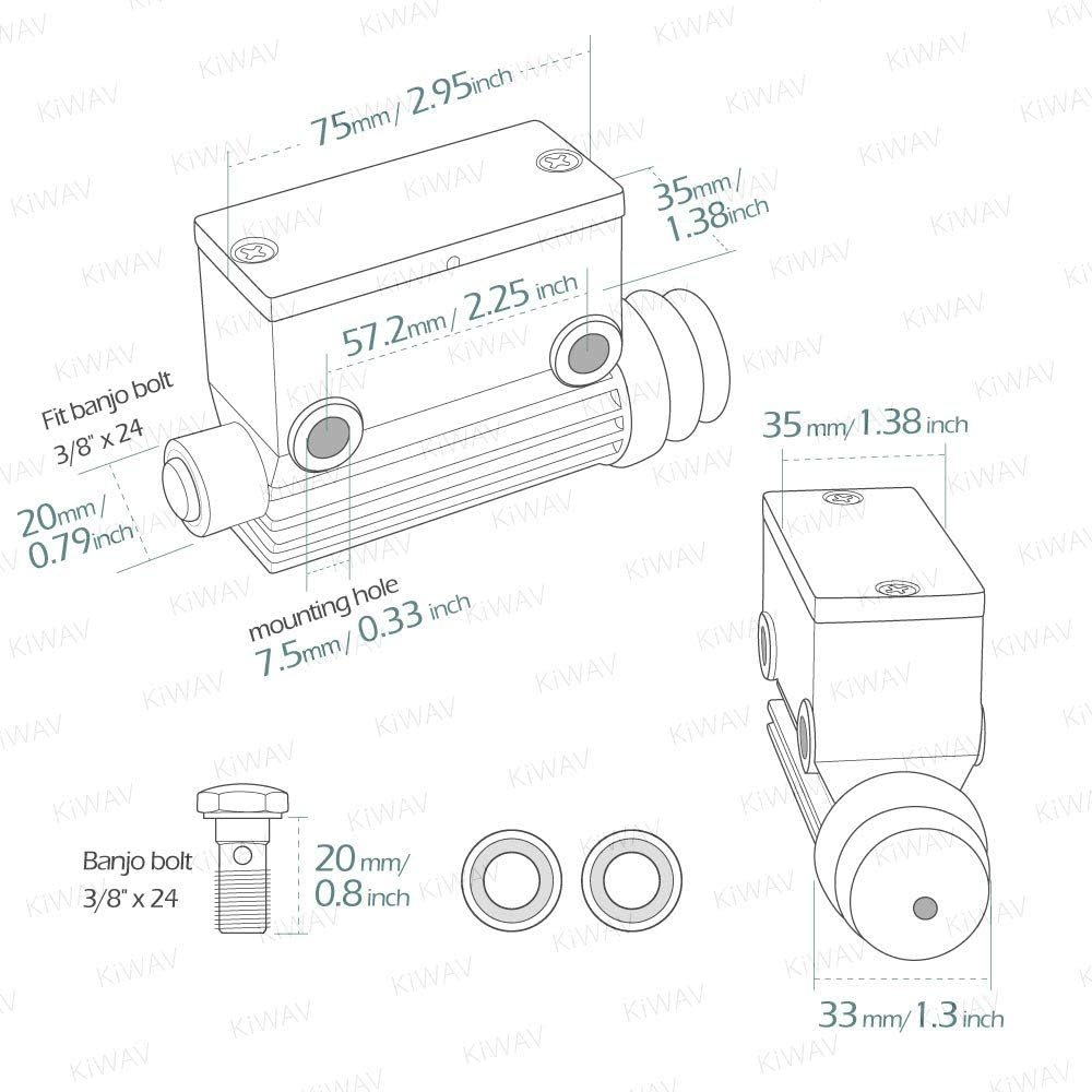 5/8 inch Master Cylinder with Banjo Bolt Pack of 2 Q80329