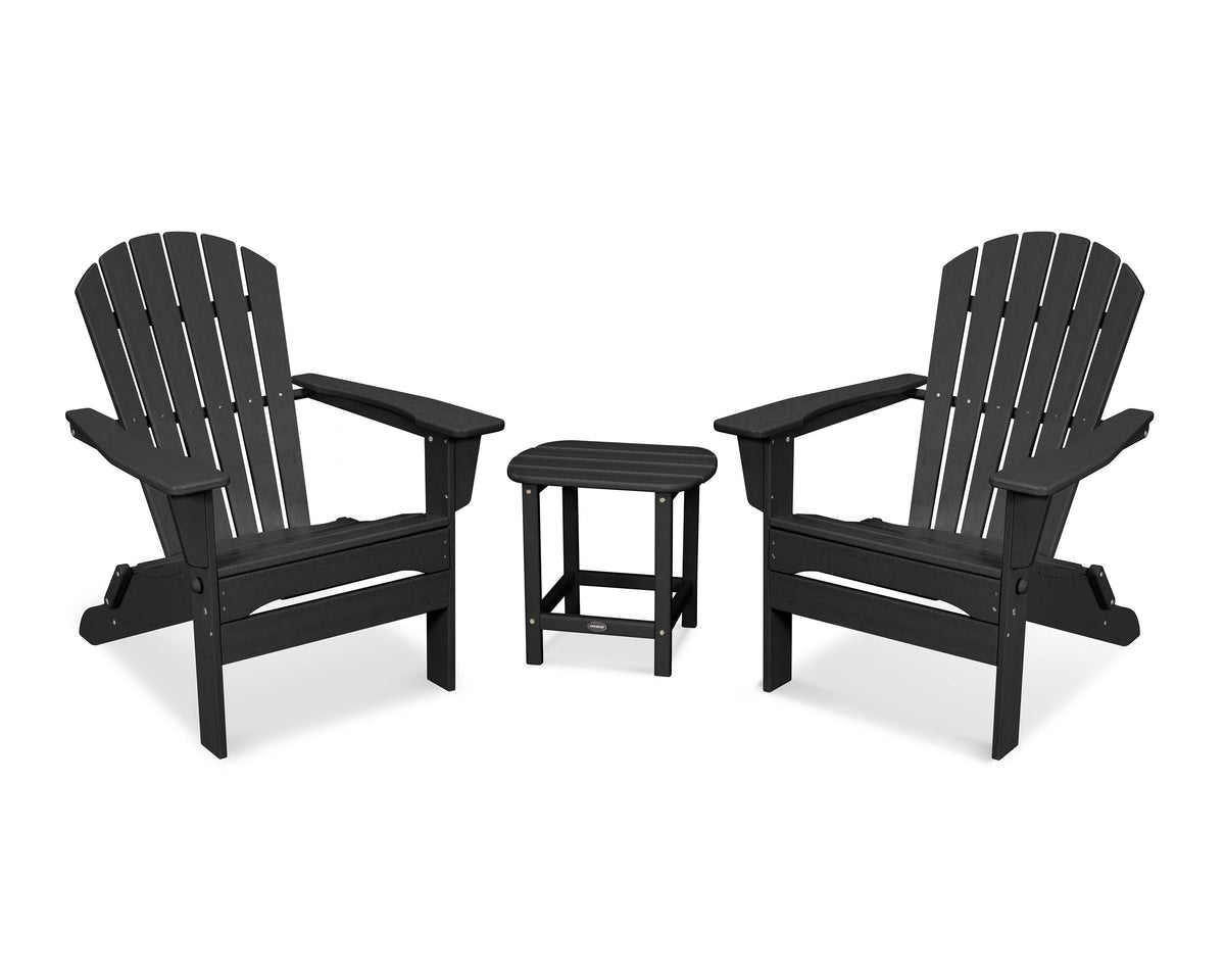 3-Piece Folding Adirondack Chair Set in Black Z5607
