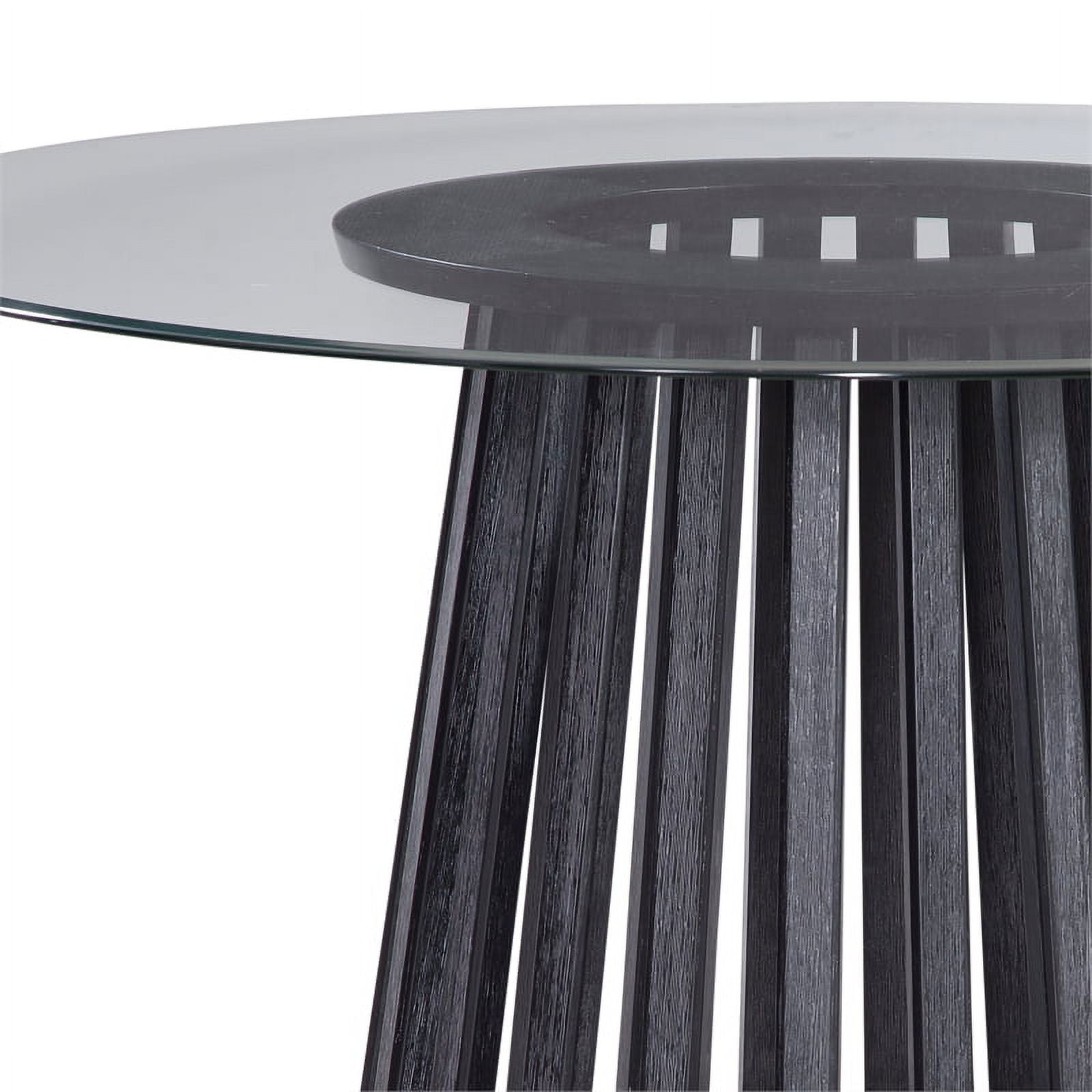 Black Round Glass and Wood Dining Table P9418