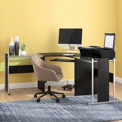 Black L-Shape Computer Desk W1648