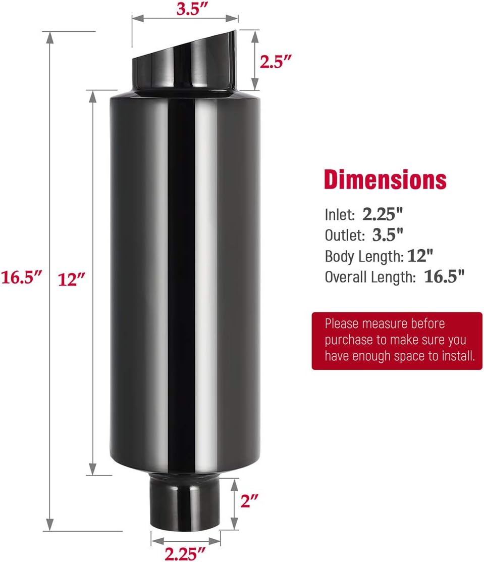 Polished Stainless Steel Black Coated Exhaust Tip Muffler Pack of 2 L707