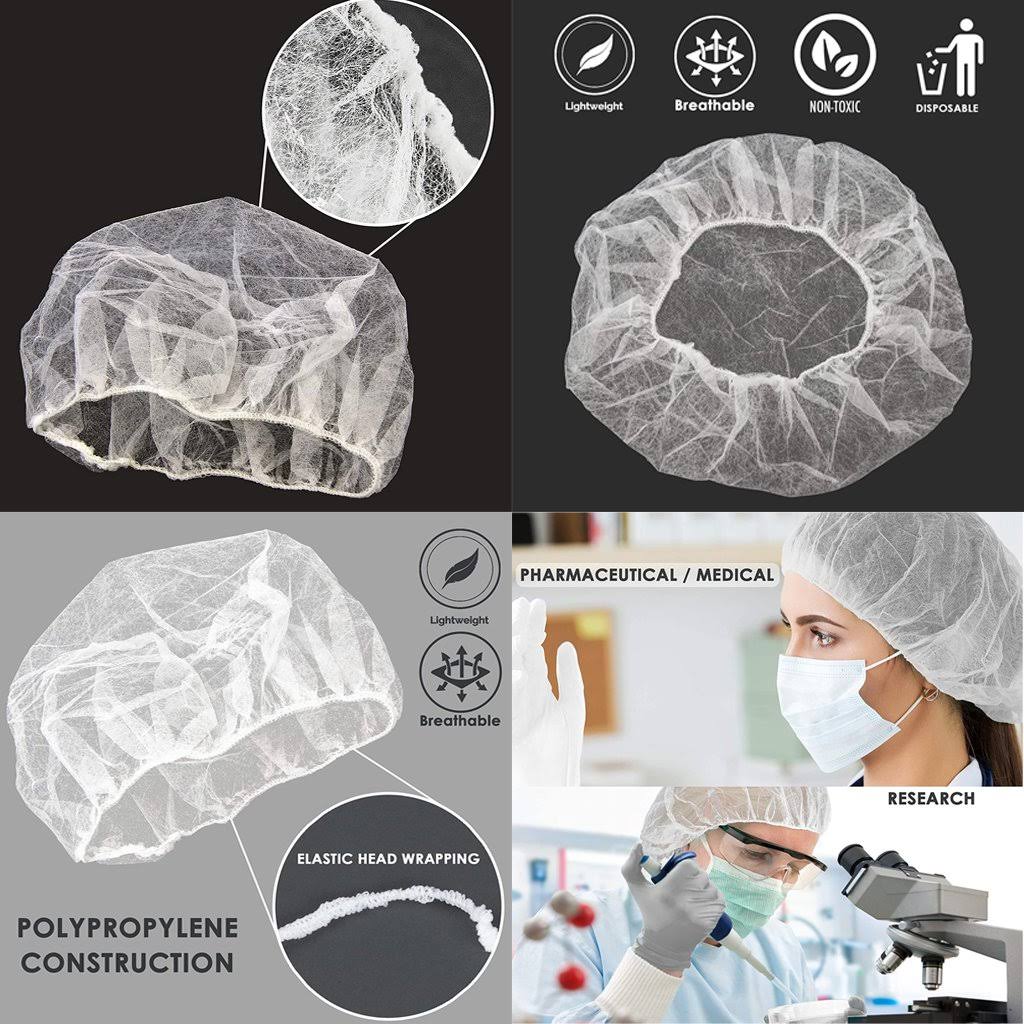 White Bouffant Cap Hair Net 24 inch 100 Pcs W4695