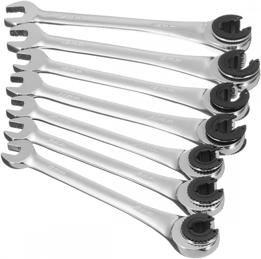 Flexible Head Ratchet Wrench 8-14mm Steel Pack of 2 H45037