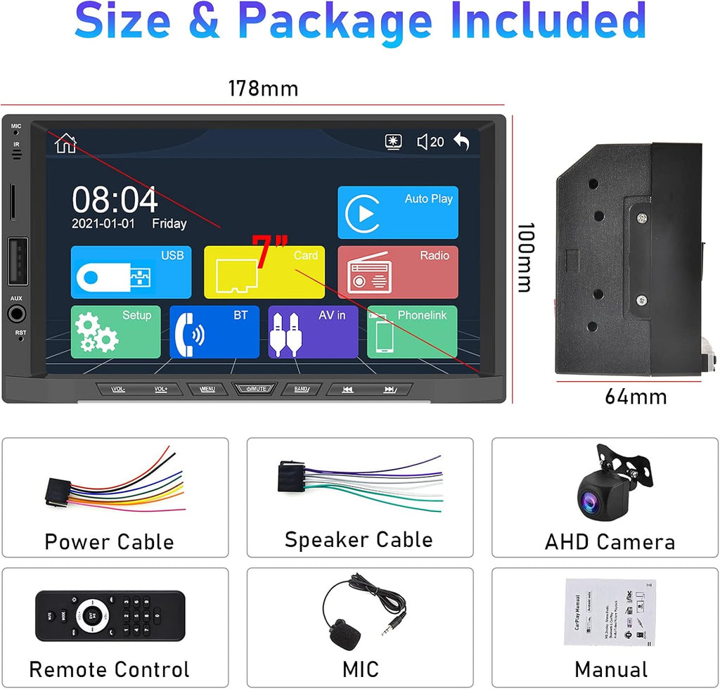 7'' Touch Screen Car Stereo Radio with Bluetooth, FM Radio, Mirror Link U411
